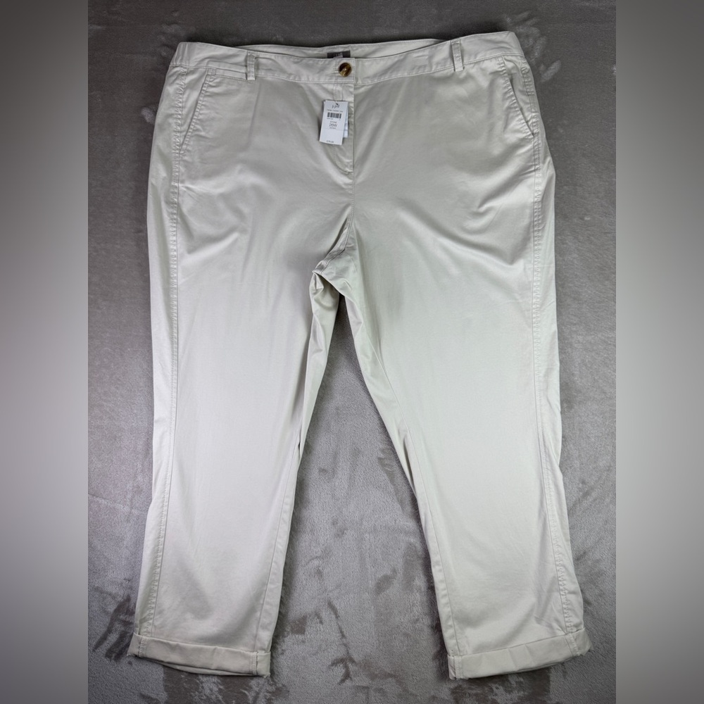 J Jill Pants Womens Size 26W Beige Chino Pocket Straight Leg Ankle Trouser